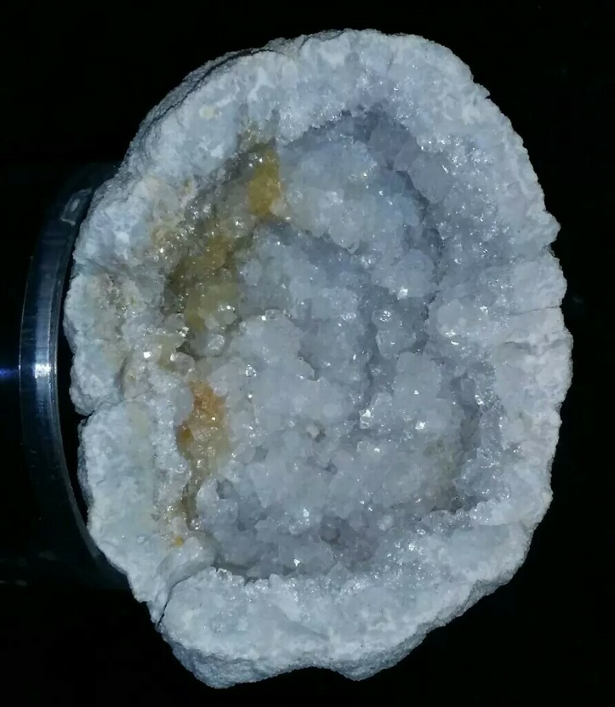 2 3/8″ Sparkling Quartz Crystals Keokuk Geode With Citrine Highlights #629