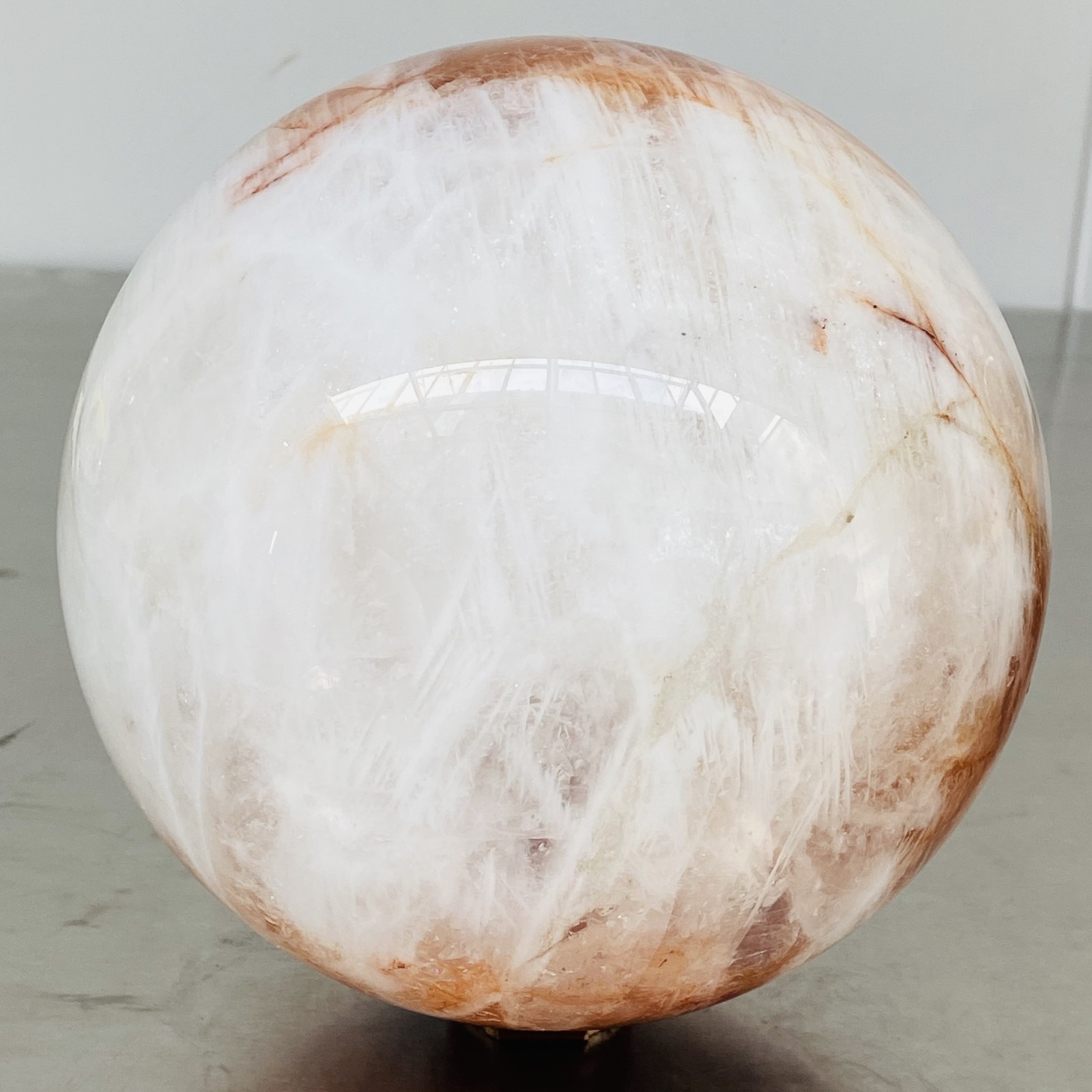Natural Red Glue Flower Quartz Sphere Crystal Ball Healing 5460G
