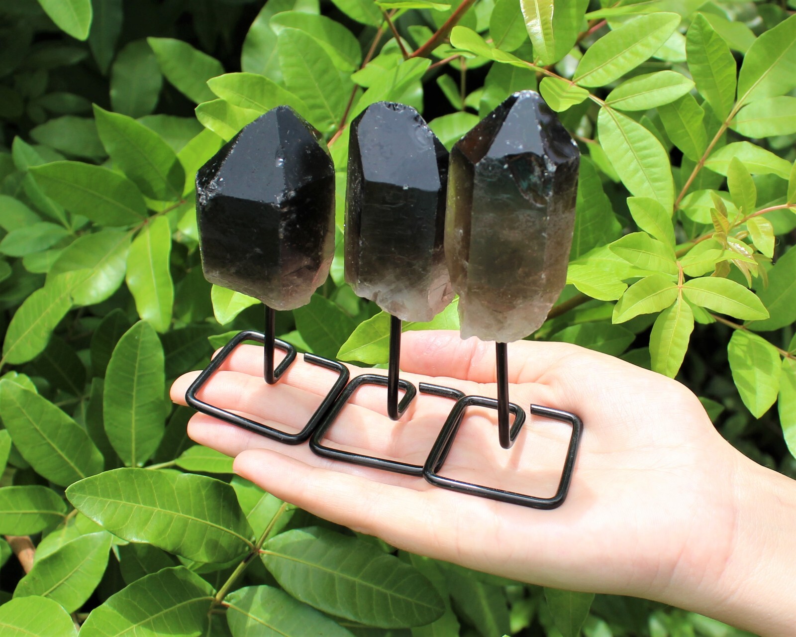 Smoky Quartz Point On Metal Stand, Smokey Quartz Min Pin (Smoky Quartz Crystal)