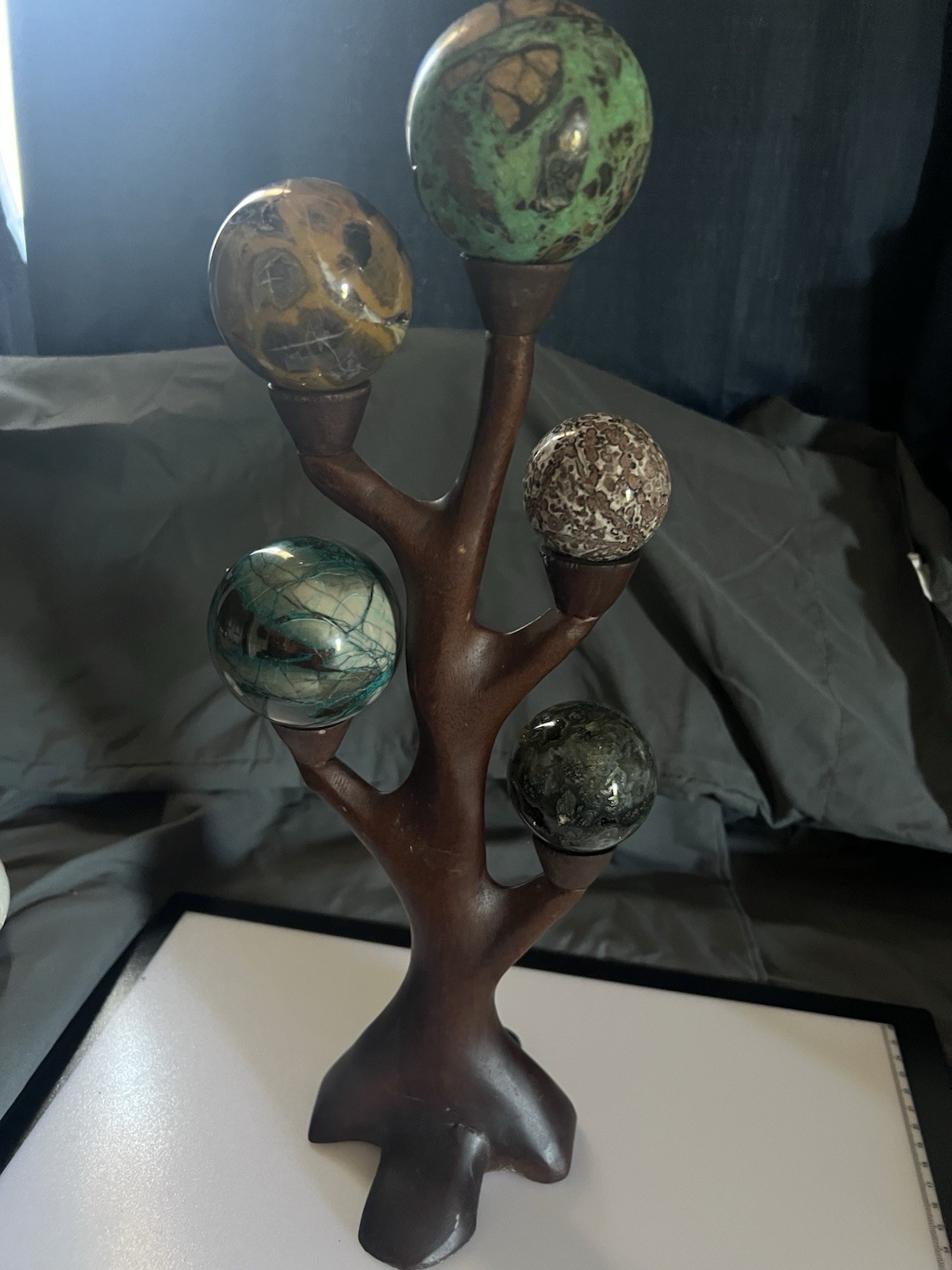Solid Wood Sphere Tree- 5 Sphere Holder (No Spheres Included)