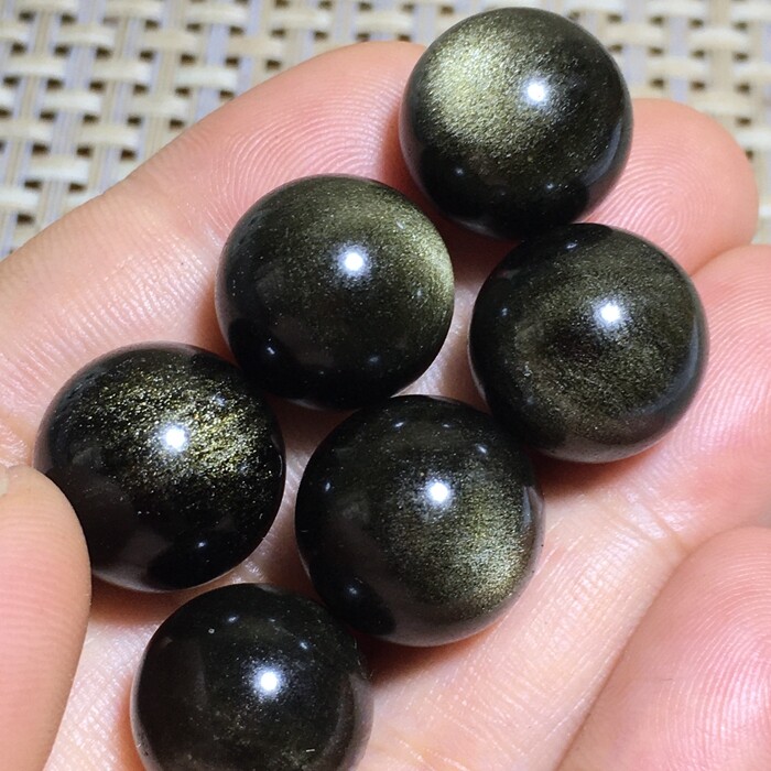 6pcs NATURAL CATS EYE OBSIDIAN QUARTZ CRYSTAL SPHERE BALL RARE 20mm