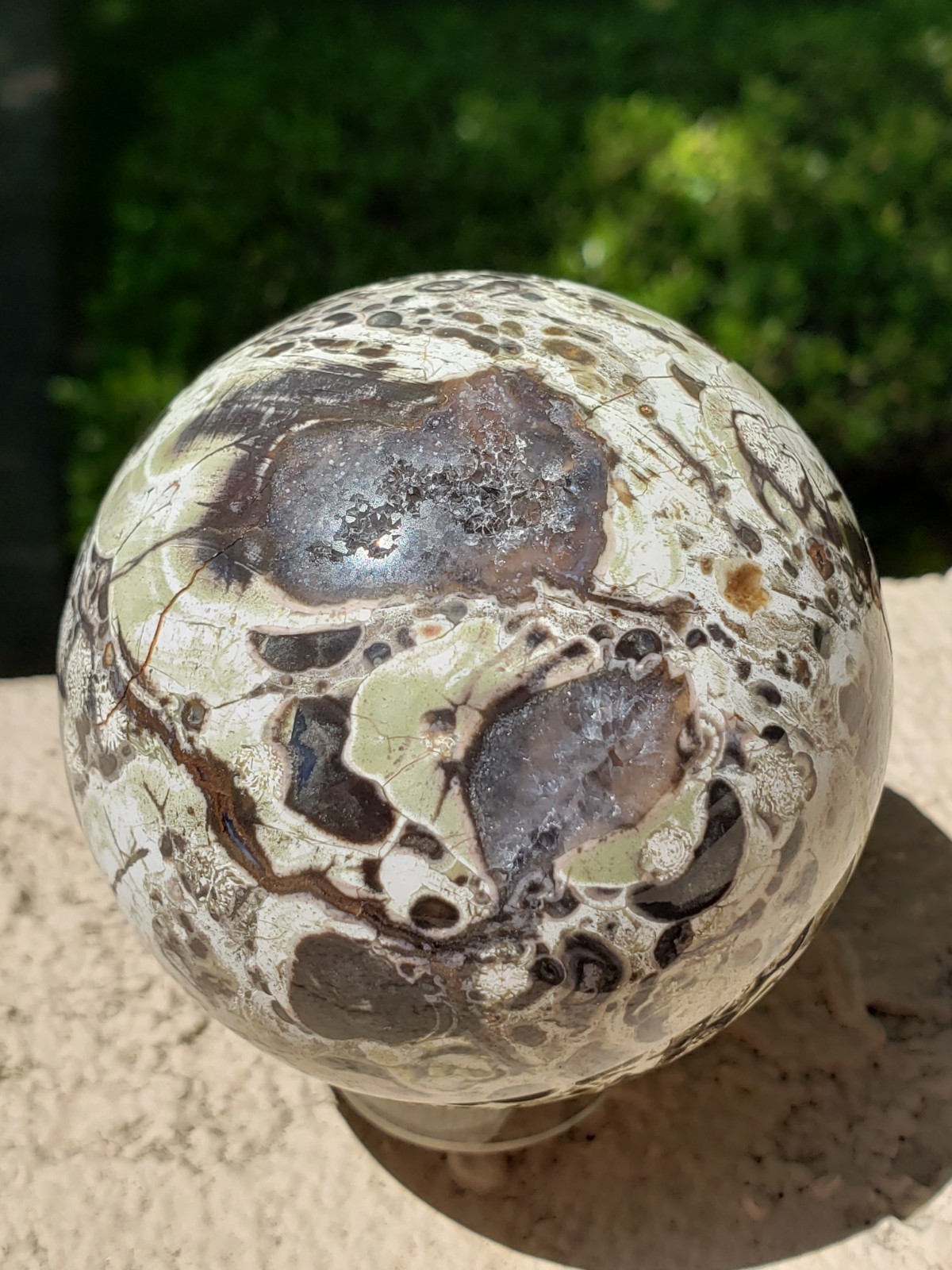 2.8″ Money Agate UV Crystal Druzy Sphere Orb Ball, 448g or 1 lb