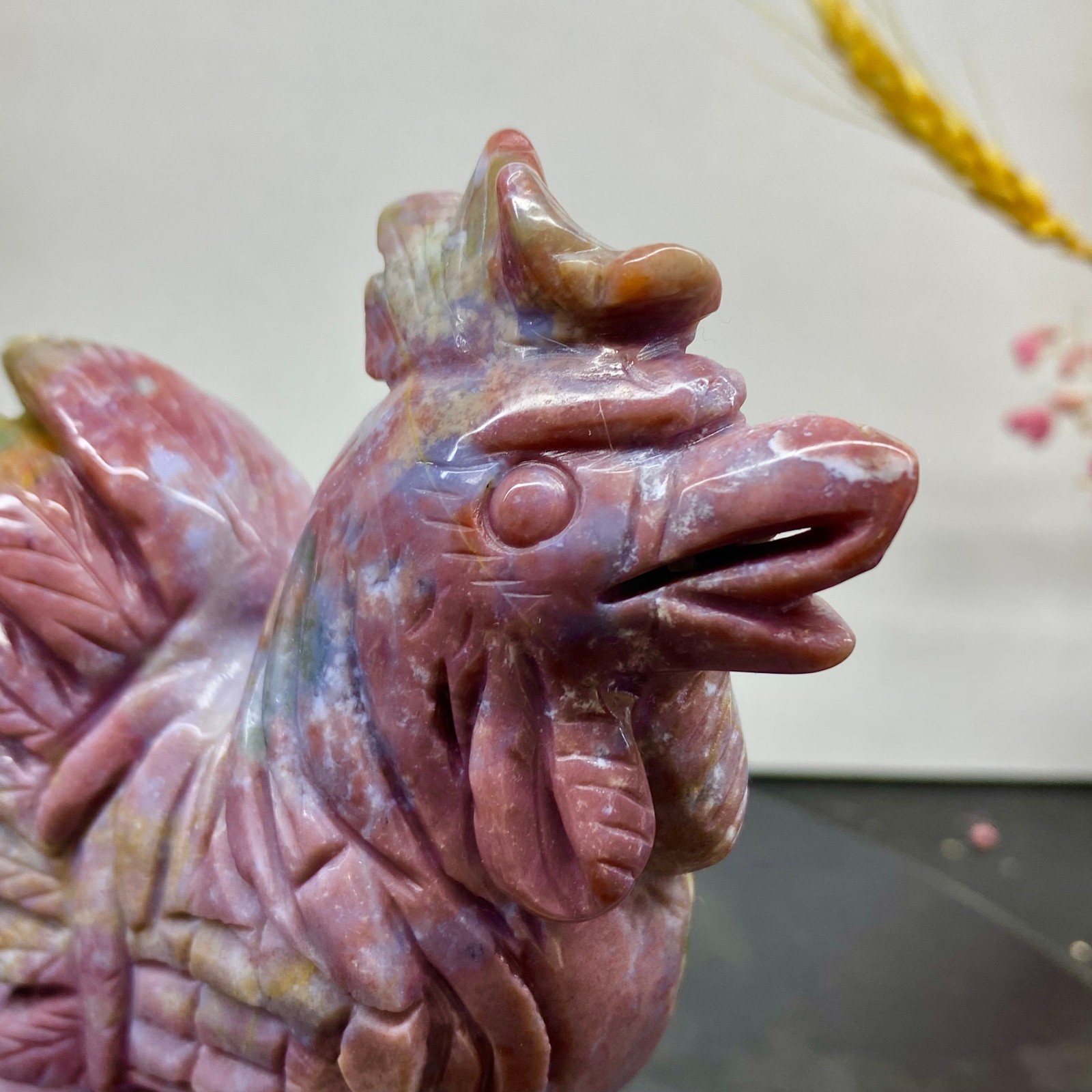 1.45LB Natural Amazonite Carving chicken Hand Carved Crystal Healing Decor