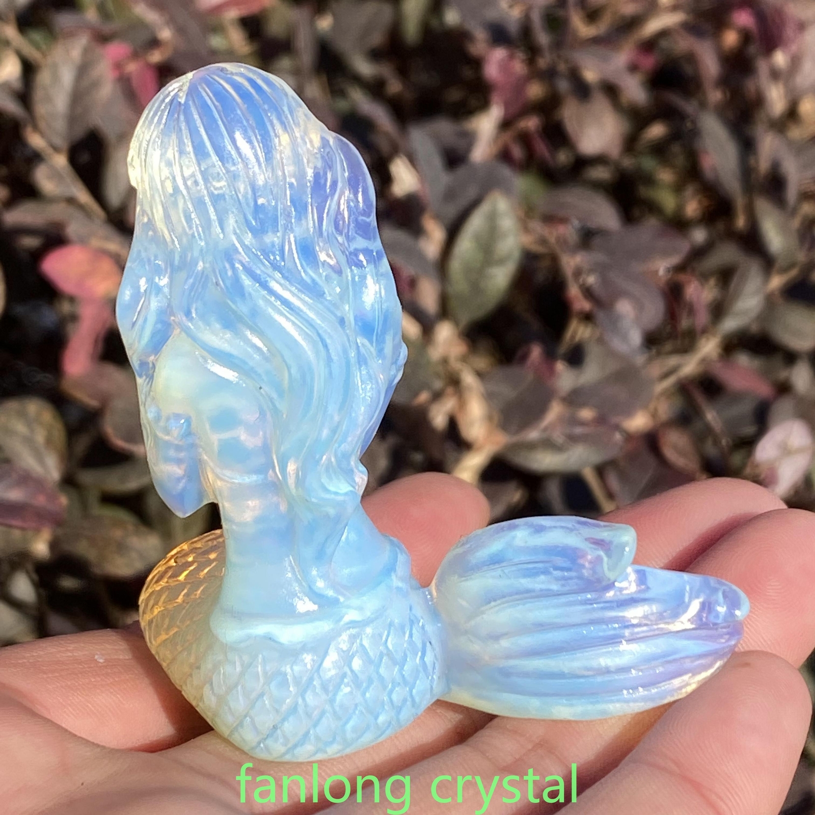3” Opalite quartz Crystal Carved Mermaid Skull Reiki healing Random 1pc