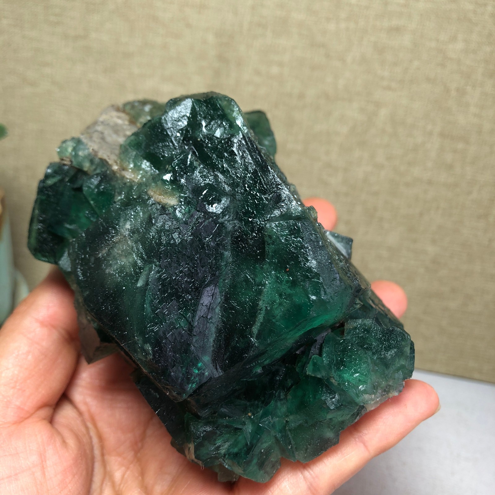 681g NATURAL Green Cubic FLUORITE Crystal Cluster Mineral Specimen A4721