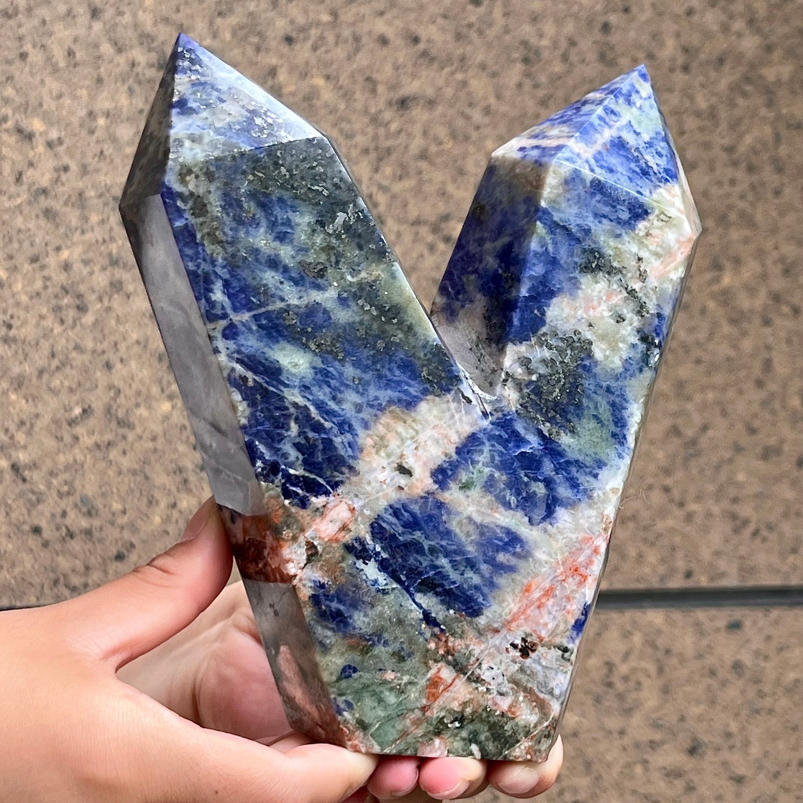 Blue Sodalite Double Terminated Point Crystal Specimen Mineral Display 3.5 lb