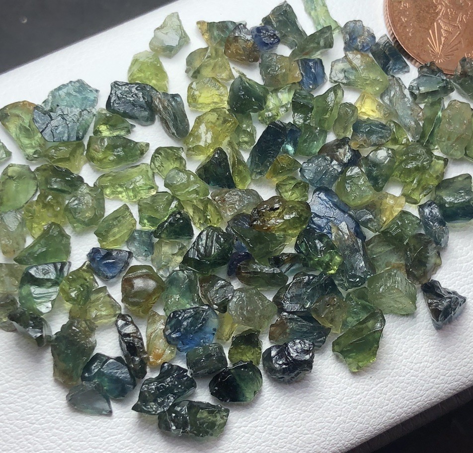 60 Crt/Rough Teal Sapphire From Tanzania Mine, Small Size Ready For Mm Size Cut