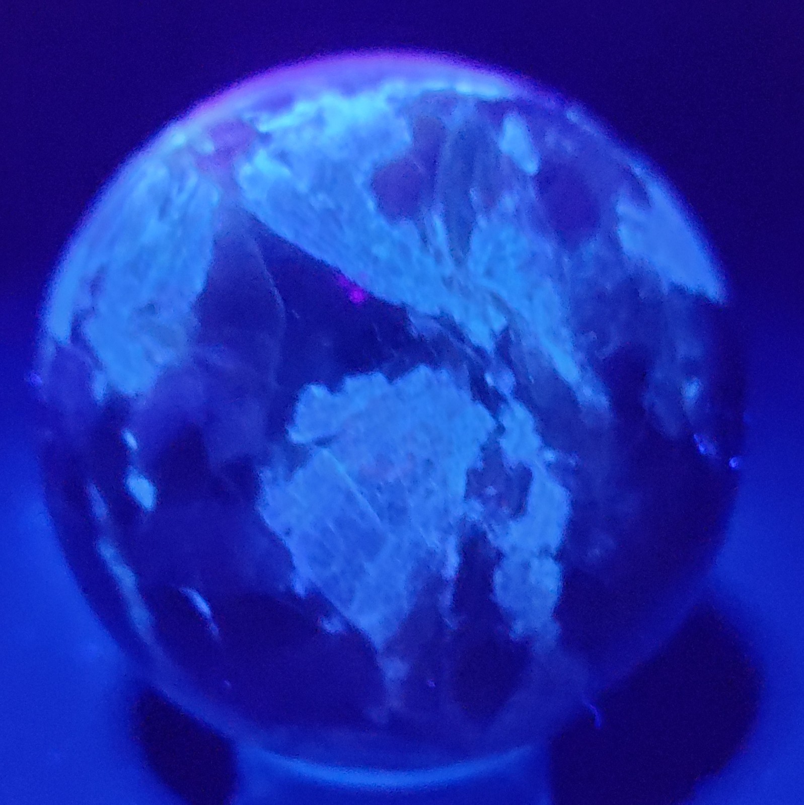 2.49″ Pink Tourmaline Smoky Quartz White Albite UV Crystal Sphere Orb Ball, 356g