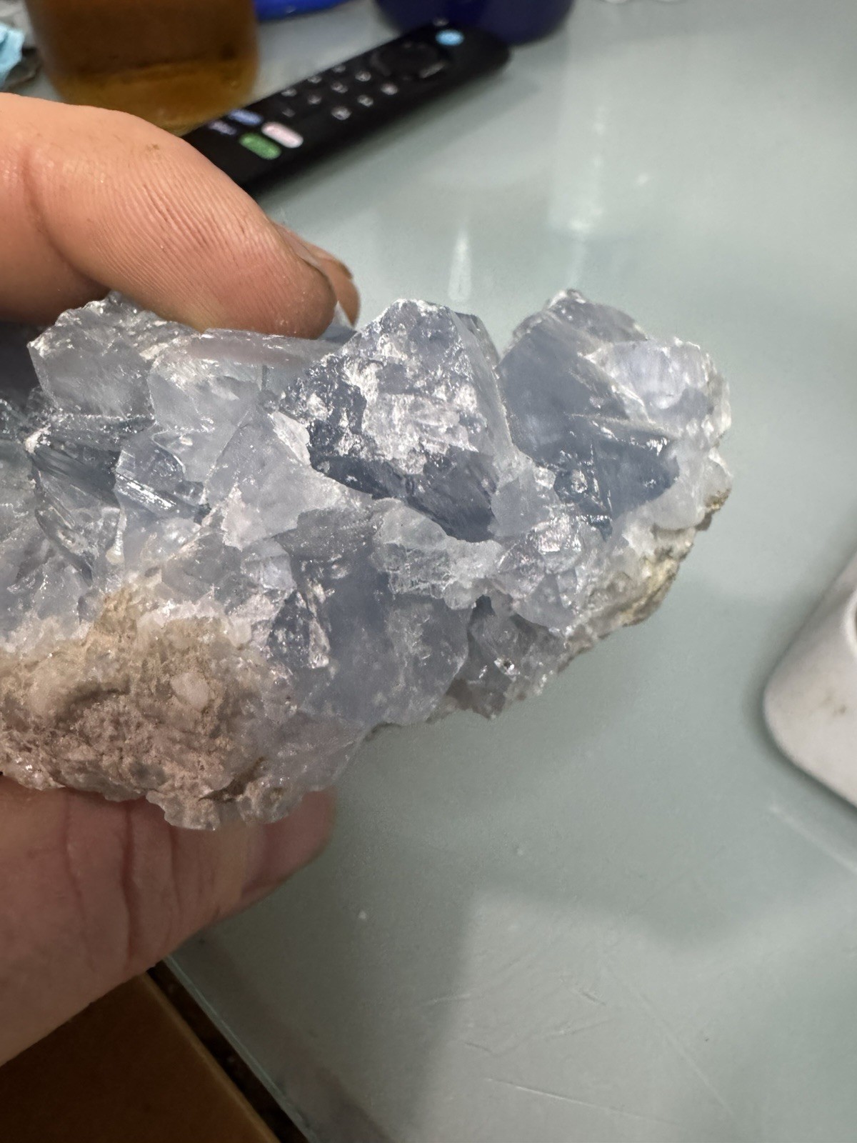 1..8 Lbs Natural Blue Celestite Geode Quartz Crystal Mineral Specimen Healing