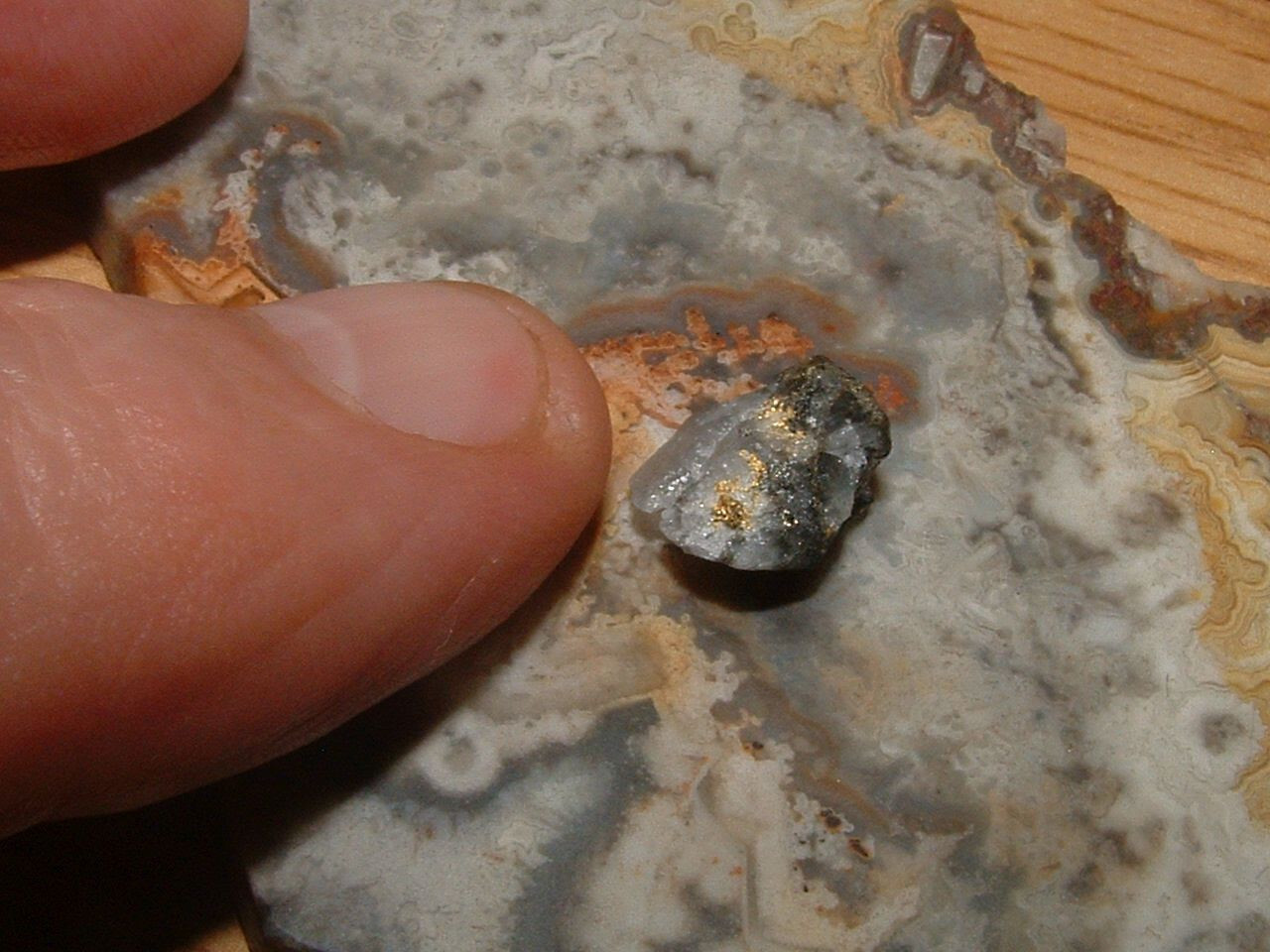 BLACK QUARTZ AND GOLD SPECIMEN .74 GRAM CALIFORNIA