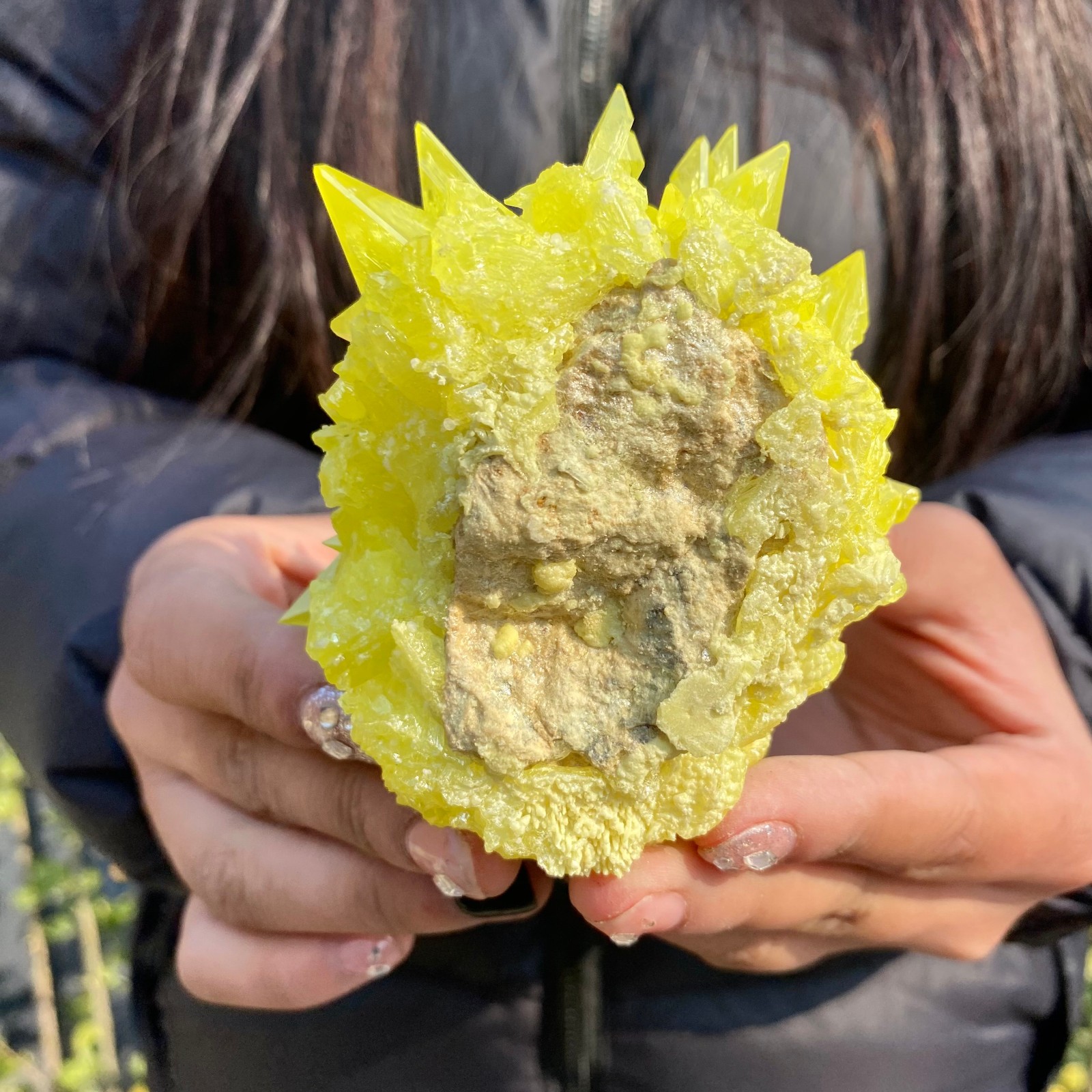 300G Rare Natural yellow sulfur crystal quartz crystal mineral specimen