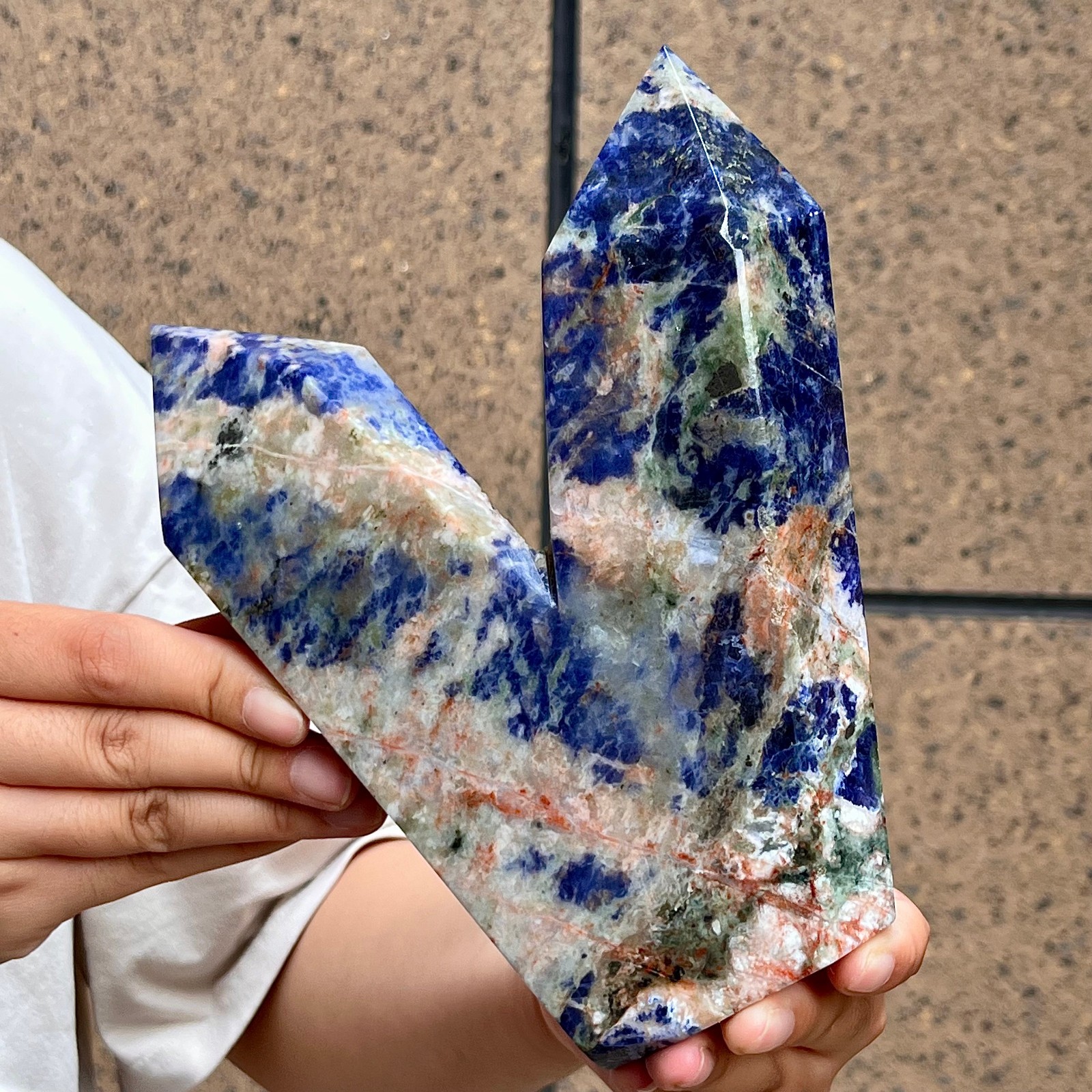 Blue Sodalite Double Terminated Point Crystal Specimen Mineral Display 3.5 lb