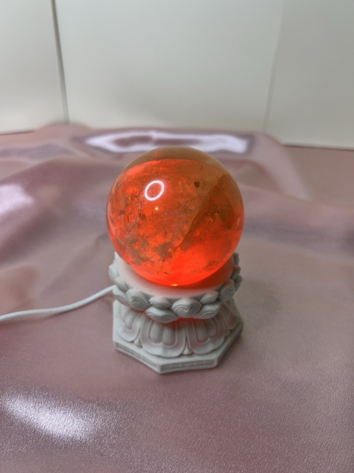 Citrine Crystal Sphere With Stand Light