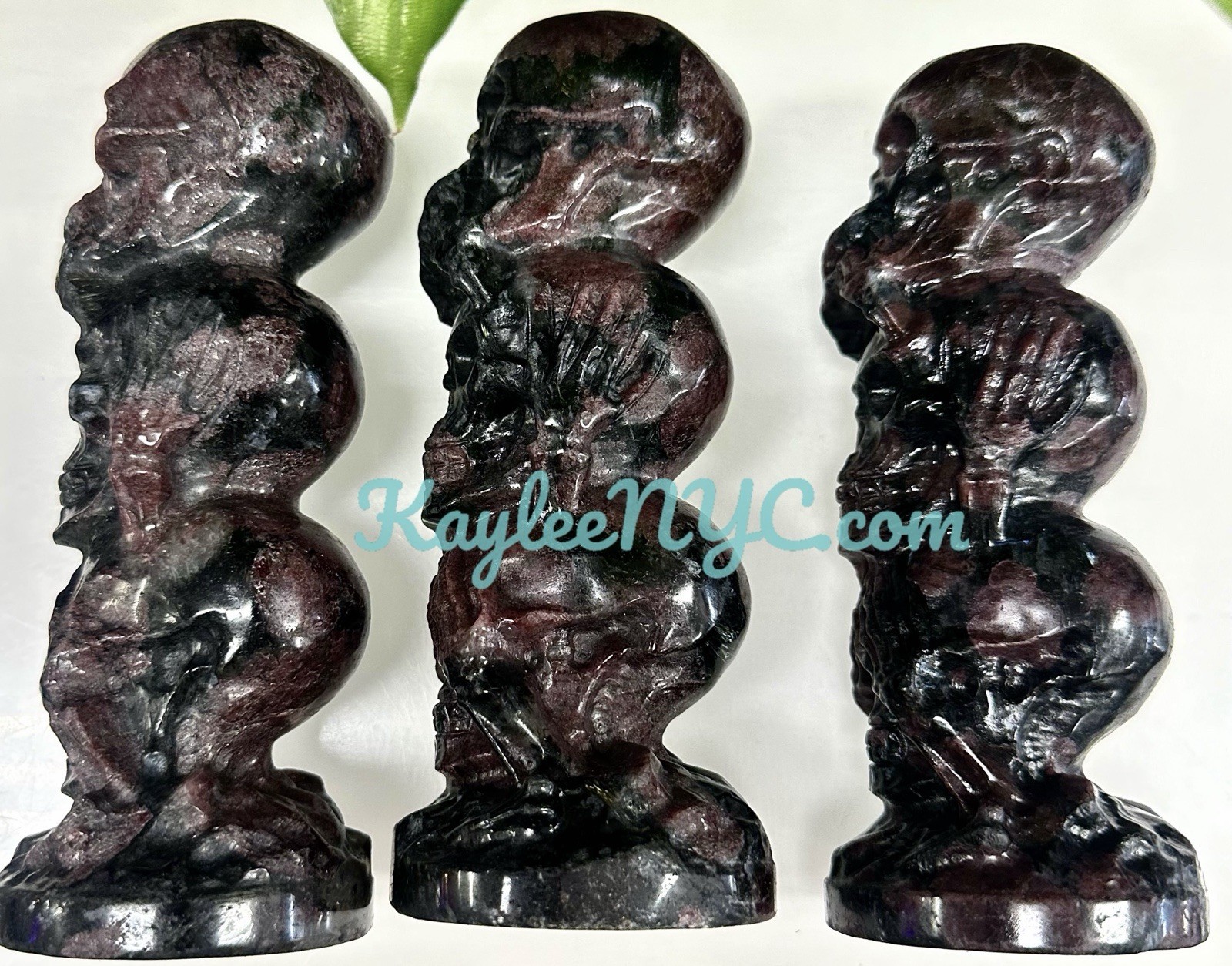 Wholesale Lot 3 PCs Natural Garnet Skulls Crystal Healing Energy 6”