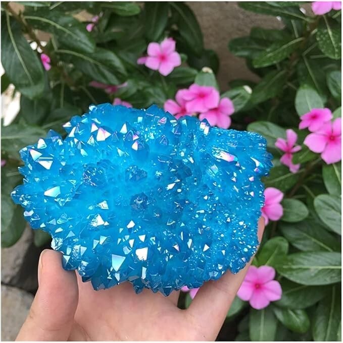 Titanium Raw Blue Angel Aura Quartz Cluster Geode Crystal Stone Specimens Decor