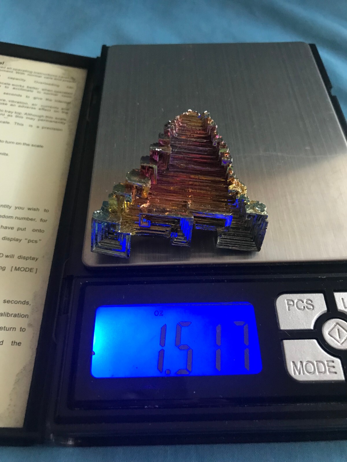 Pretty 1.51 Ounce 1-7/8” x 1-7/8” x 3/4” Piece of Rainbow Bismuth Crystals