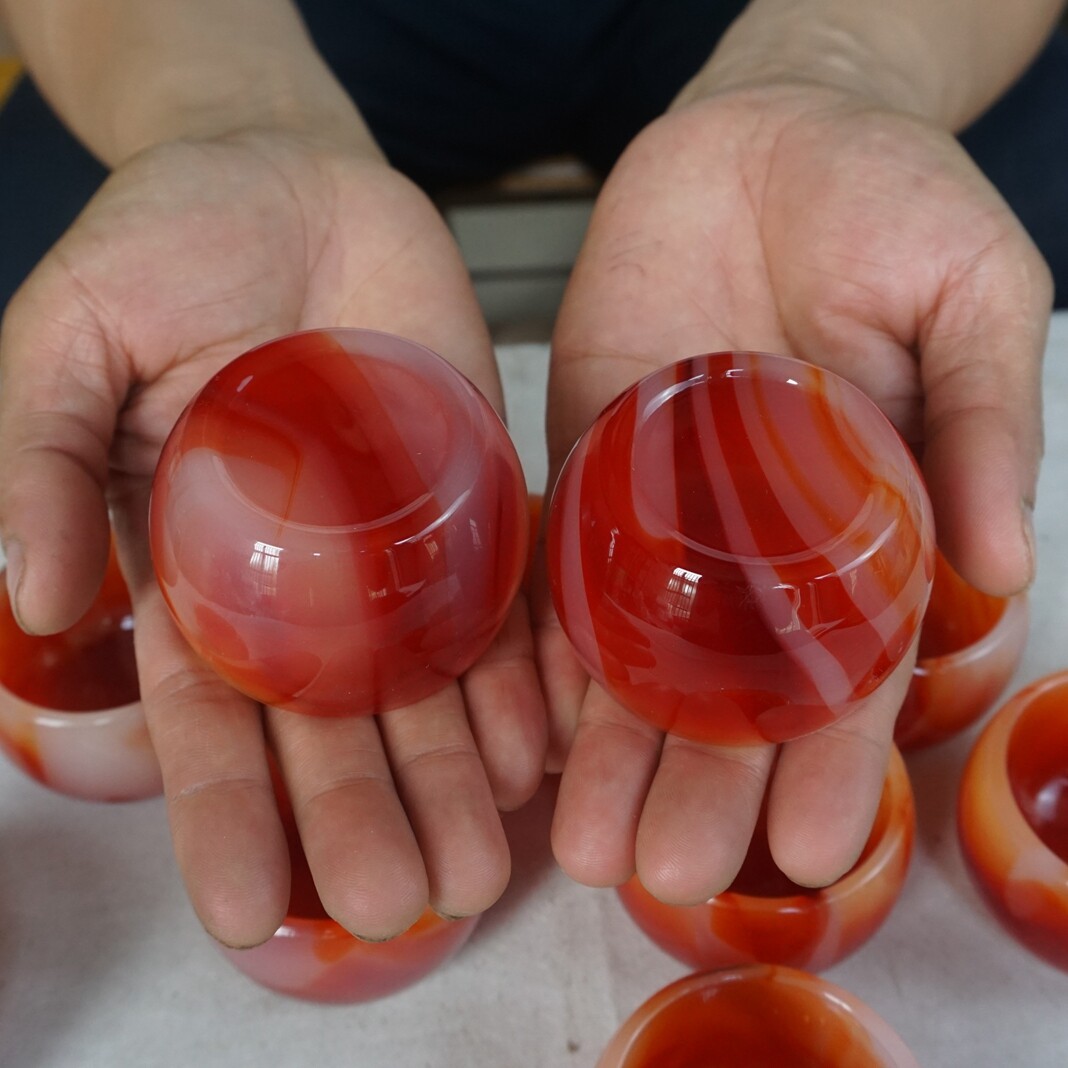 5 Pieces Manmade Art Agate Carnelian Quartz Crystal Bowl Cup Carving Healing
