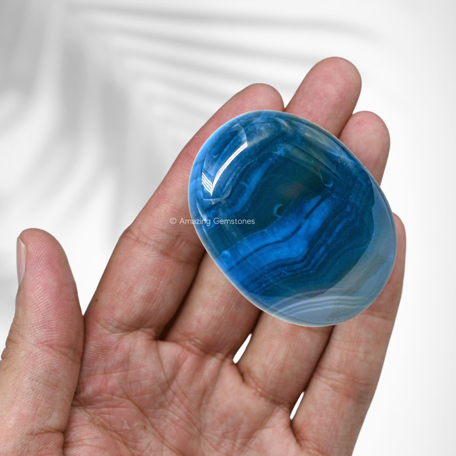 Blue Onyx Crystal Palm Stone
