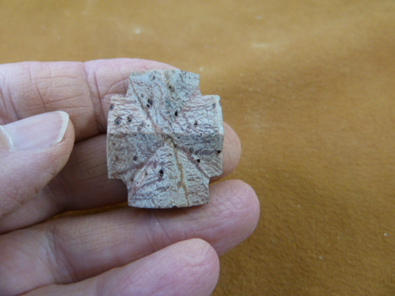 (CR605-11) 1-1/16″ Fairy Stone CHRISTIAN CROSS Staurolite Lucky Crystal charm