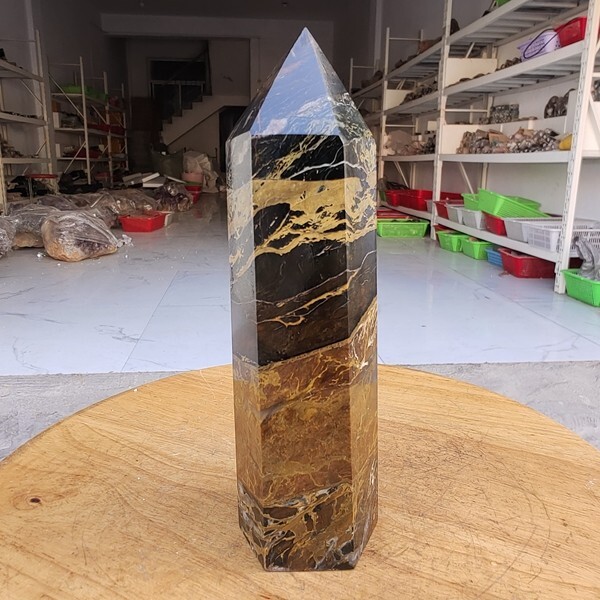 735g WOW! Natural Rare Pietersite Crystal Obelisk Quartz Tower Point Healing