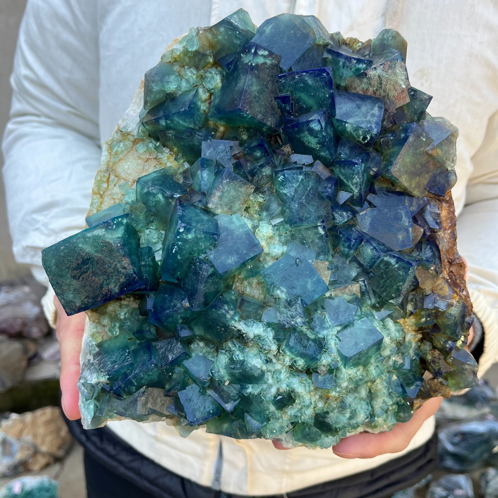17.8lb Natural cubic green fluorite crystal clusters rough specimen Madagascar
