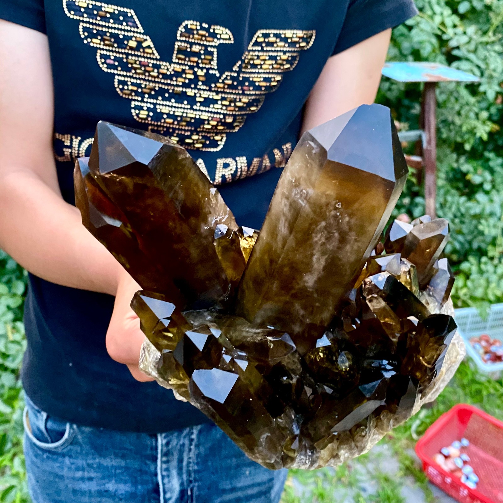 5.7LB Natural Tea black Crystal quartz Cluster Mineral Specimen Healing reiki