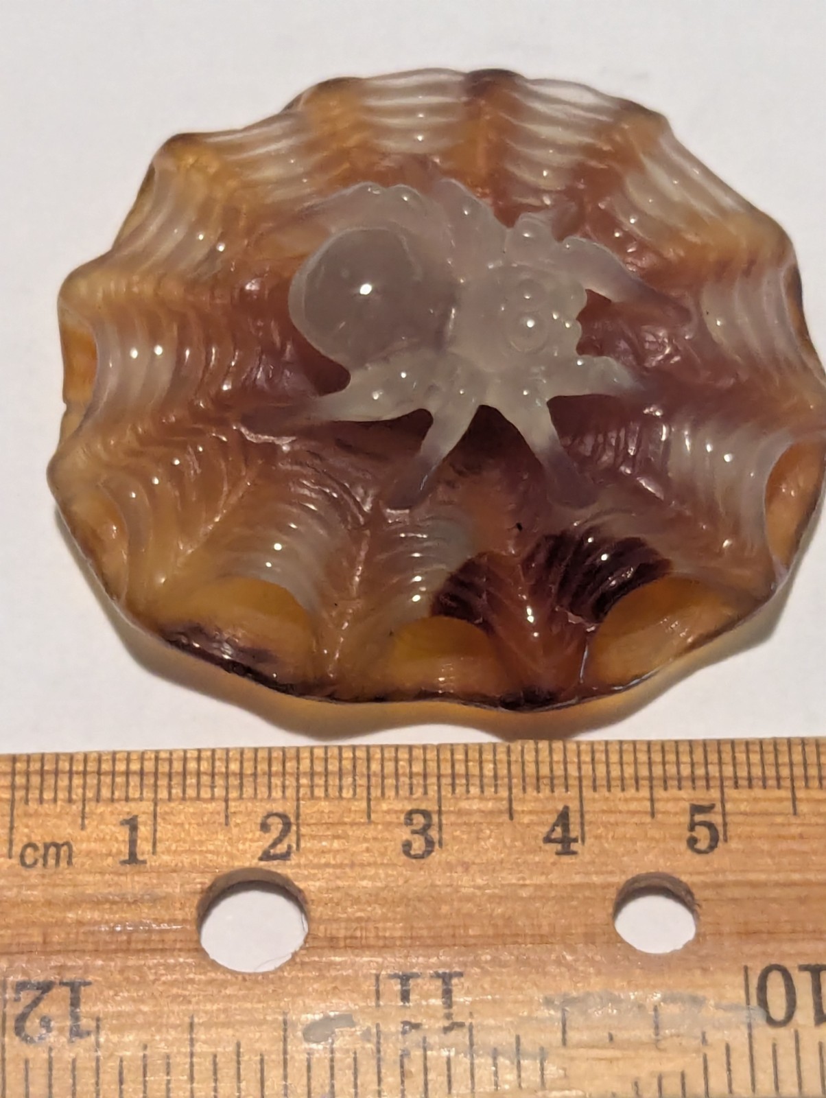 Spider On Web Carnelian Agate Stone Crystal Carving