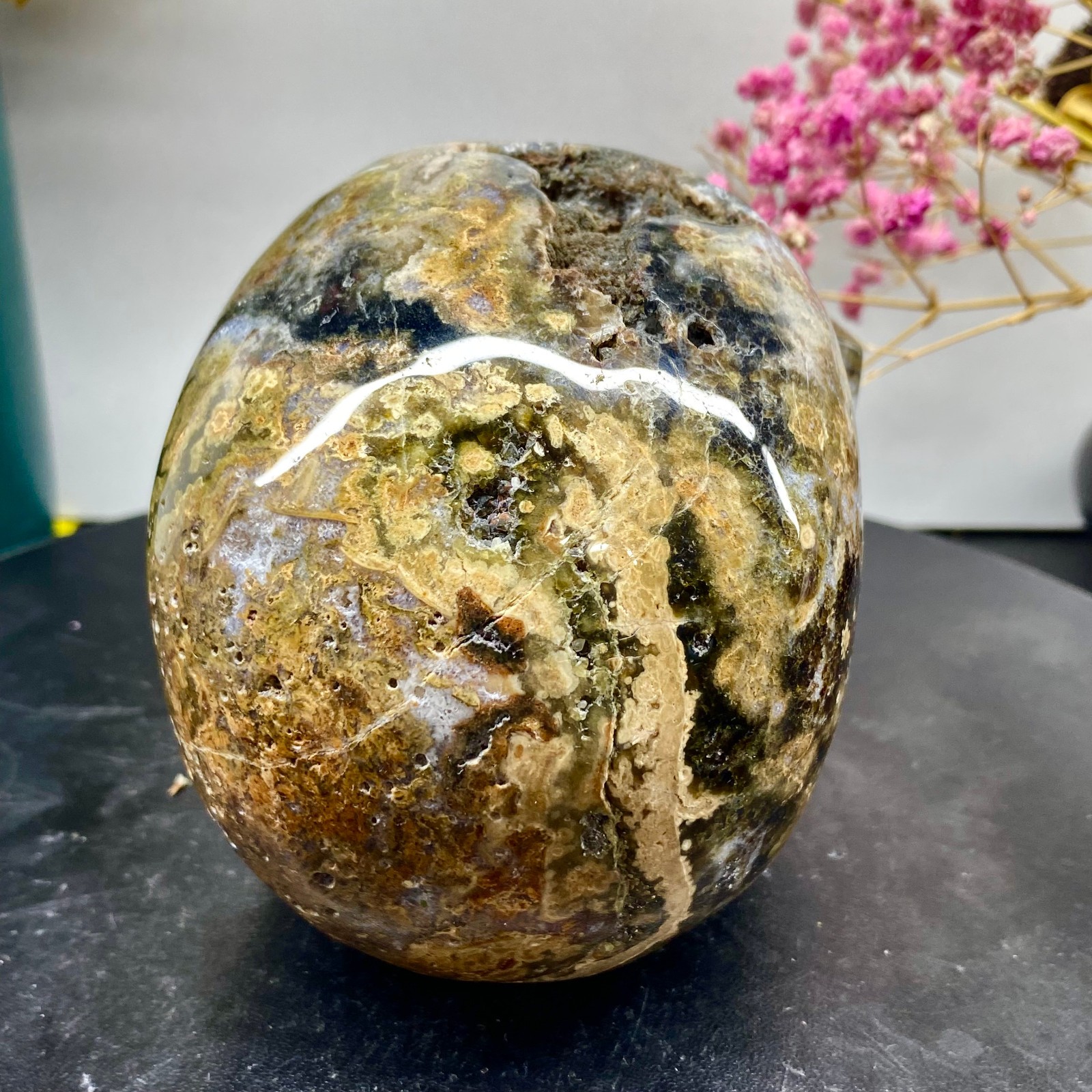 2.55LB Natural ocean jade hand carved skull collection