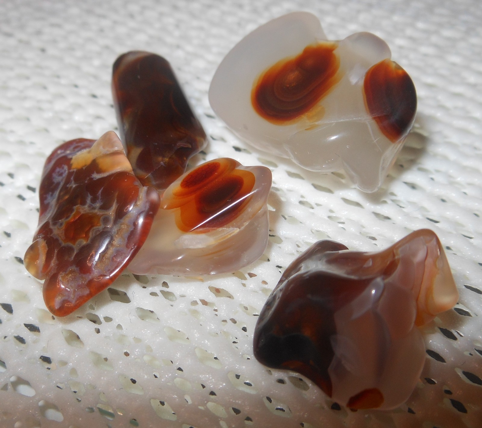 Mexican Fire Agate Lot 5 pieces @ 80ct total weight Tumble Polish unfinished