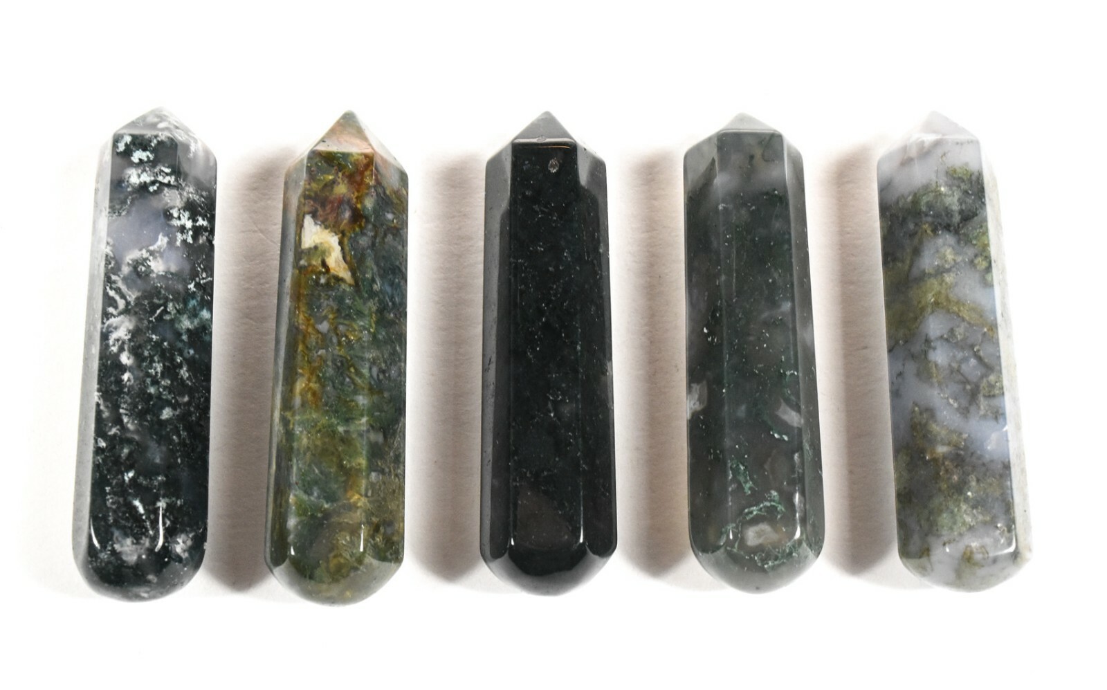 60mm Green Moss Agate Massage Wand Polished Chalcedony Crystal Mineral India 1PC