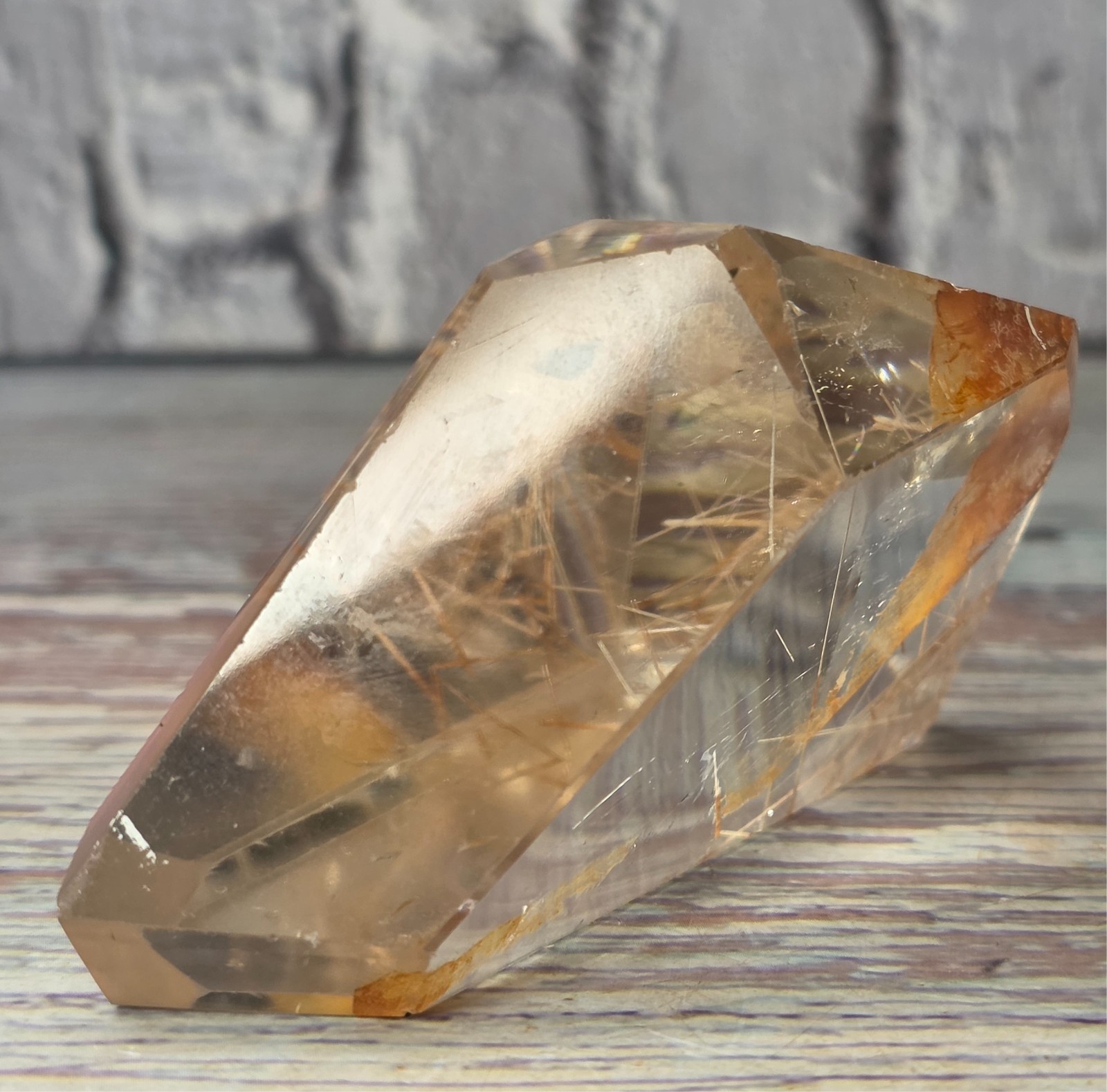 Natural Golden Healer Quartz with Golden & Reddish Rutile Inclusions Freeform