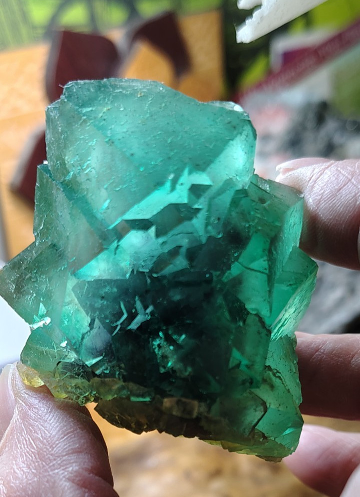 Neon Green Yellow Fluorite octahedrons TOP CLASS Riemvasmaak South Africa