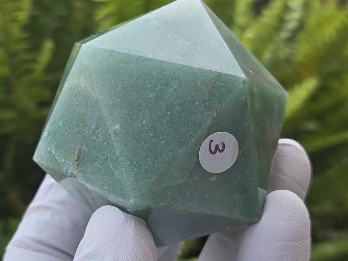 Green Aventurine Carved Geometric Icosahedron Large (60 to 70 mm) Decorative