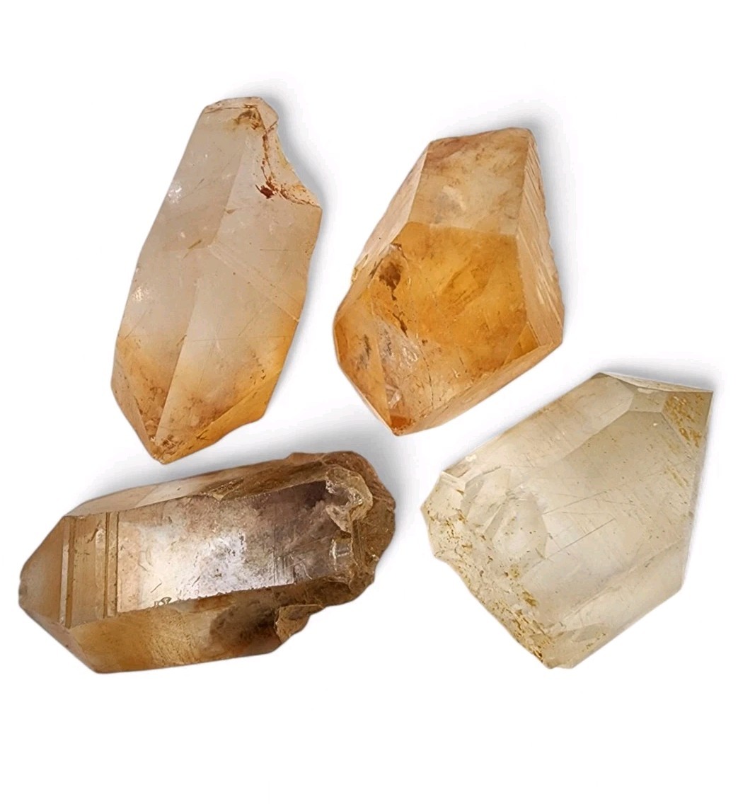 Natural Tangerine Lemurian Quartz Crystal Points Brazil 80.5 grams 4 Piece Lot