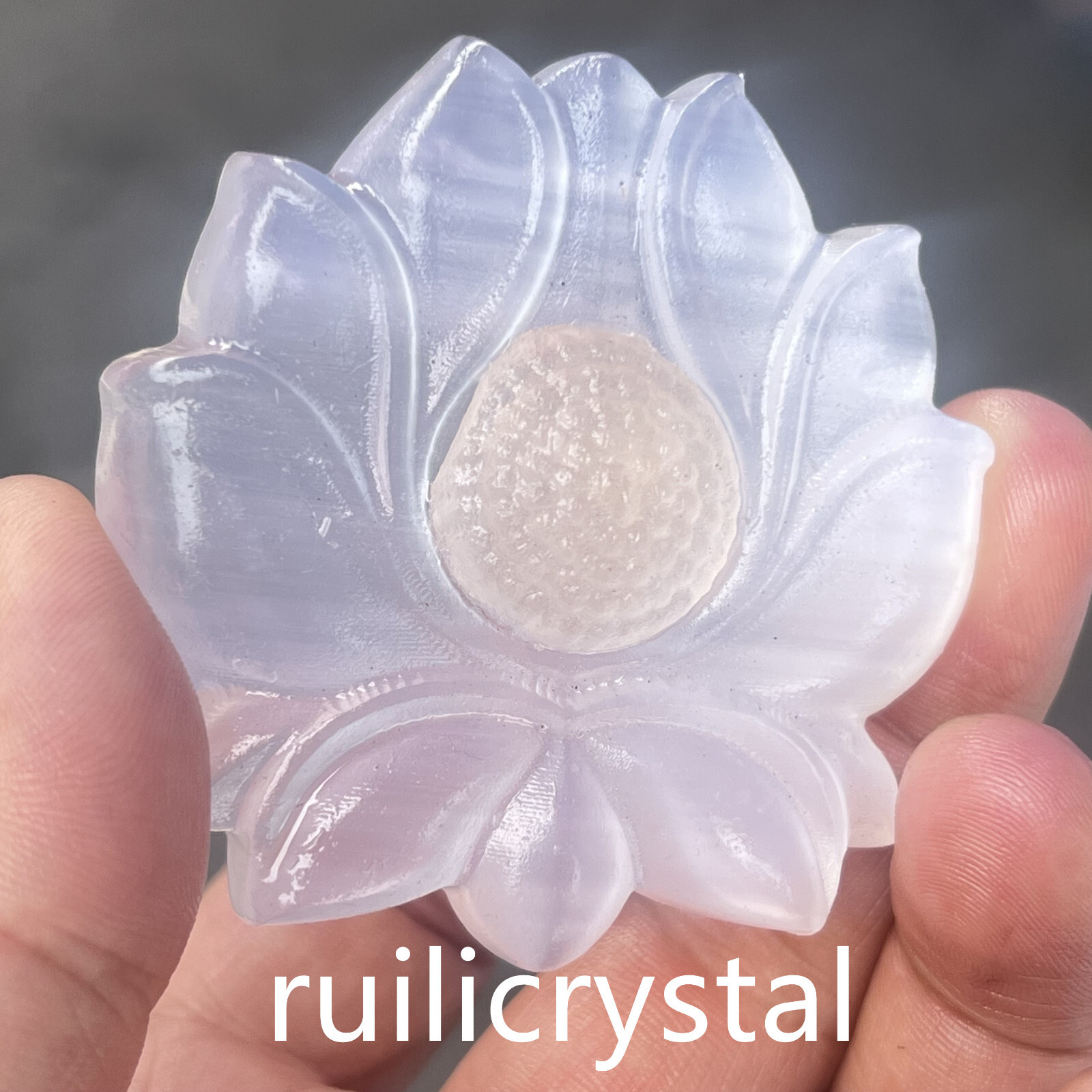 3 ” Natural Gypsum Quartz Hand Carved flower Skull Crystal Healing 1pc