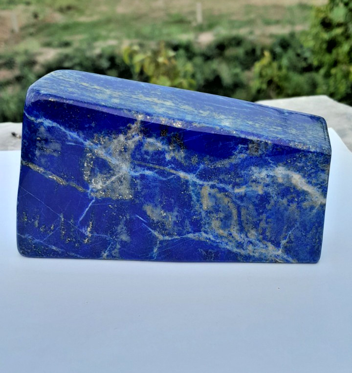 630g Lapis Lazuli Freeform With Iron Pyrite Inclusion Rough Tumbled Polished