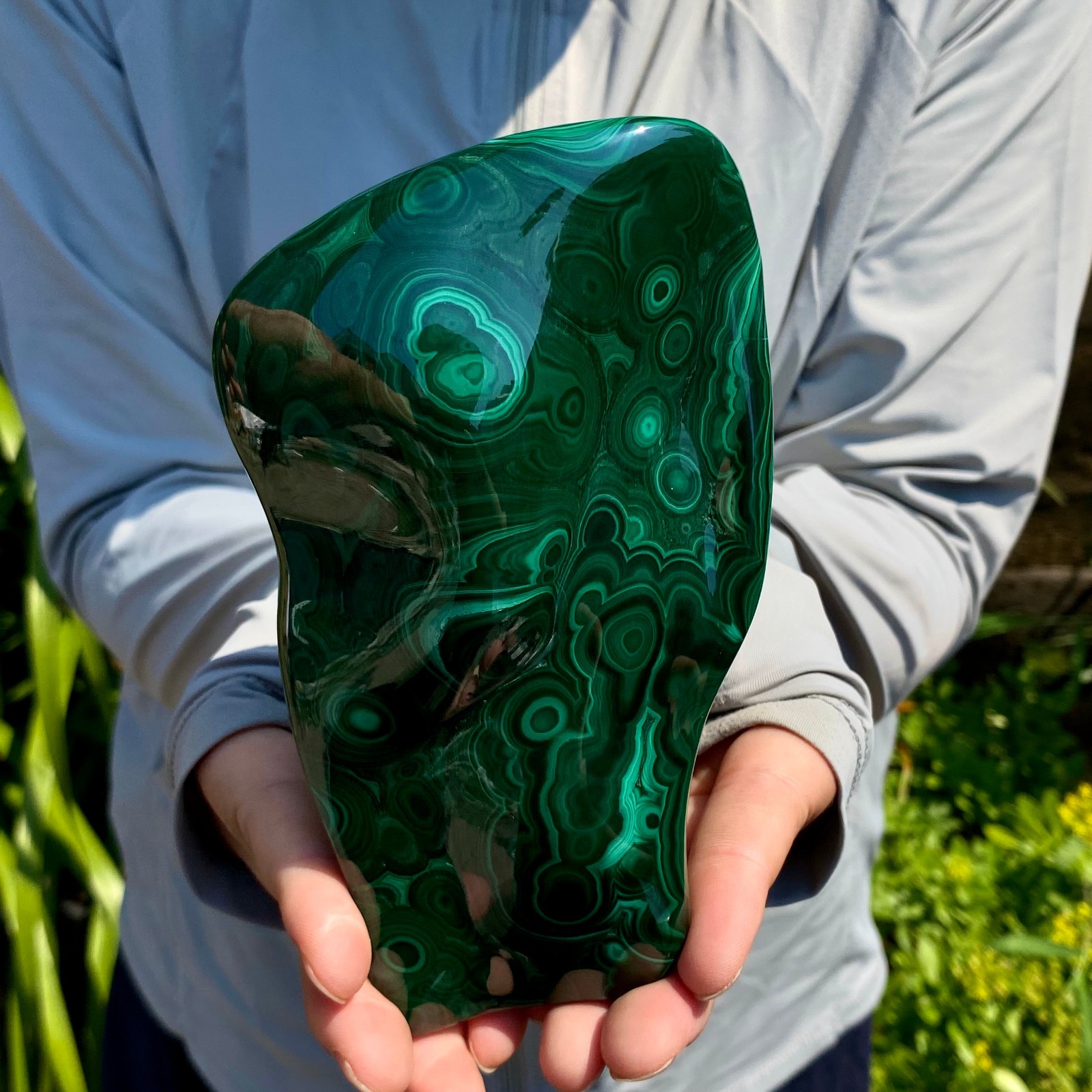 1.76LB Natural Polished Malachite Mineral freeform specimen Reiki Stone