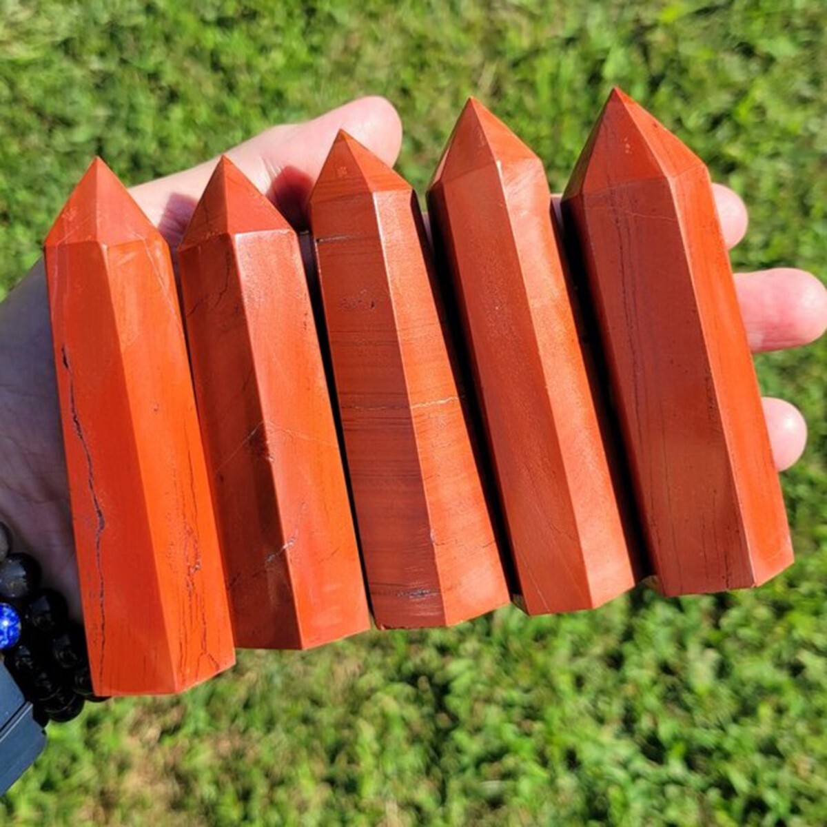 3.15″-3.54″ Natural Red Jasper Crystal Tower Healing Crystal Obelisk Energy Gift
