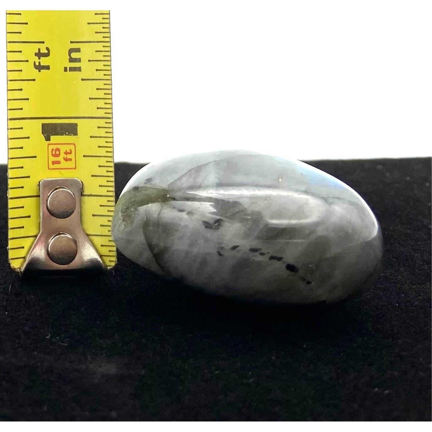 Labradorite Heart Shaped Palm Stone Paperweight 1 7/8” Carved Iridescent Stone