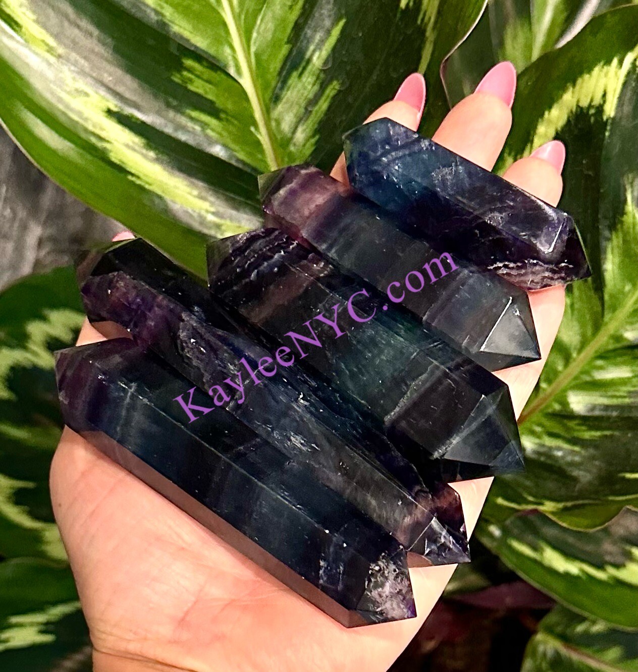 Wholesale Lot 1 Lb Natural Rainbow Fluorite Double Terminated Point Crystal