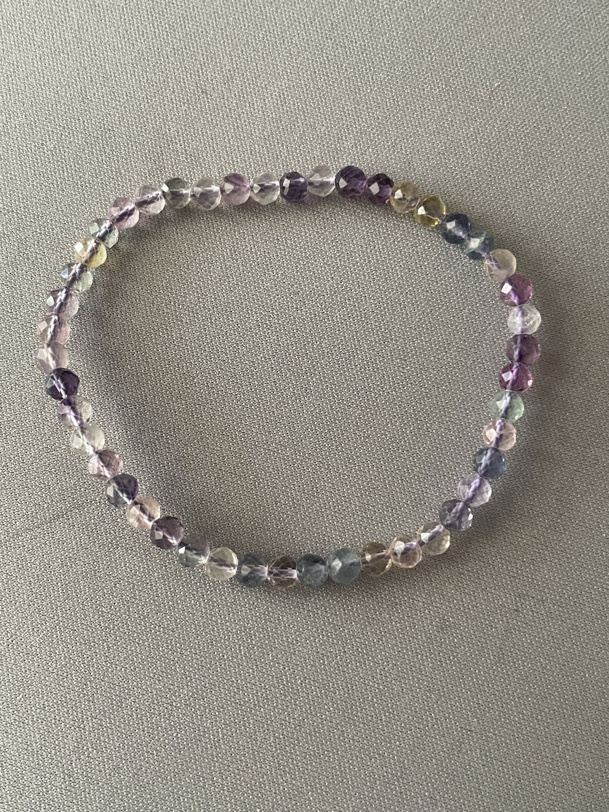 Fluorite Crystal/Gemstone 4mm Faceted Bead Stretch Bracelet