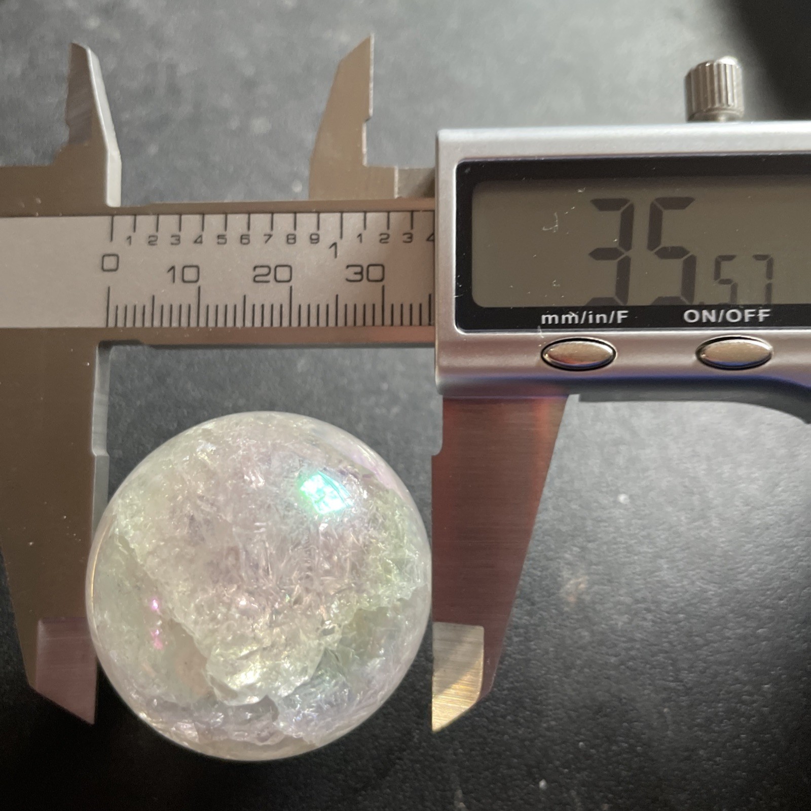Rainbow Quartz Sphere Orb Ball Crystal Rainbow Marble 35mm (60g)