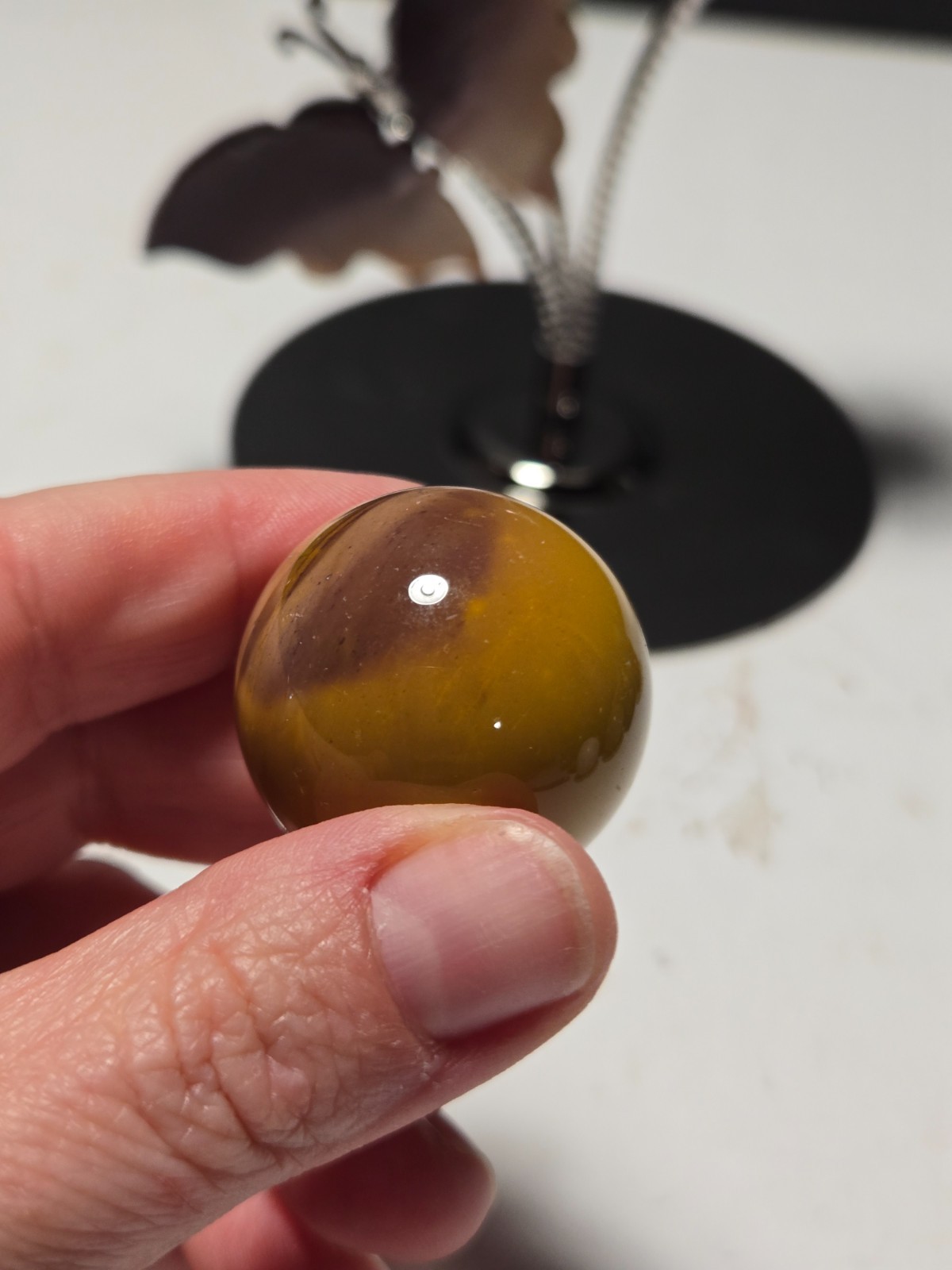 STUNNING BUTTERFLY MOOKAITE SPHERE HOLDER (2 spheres included) – BEAUTIFUL!! P45