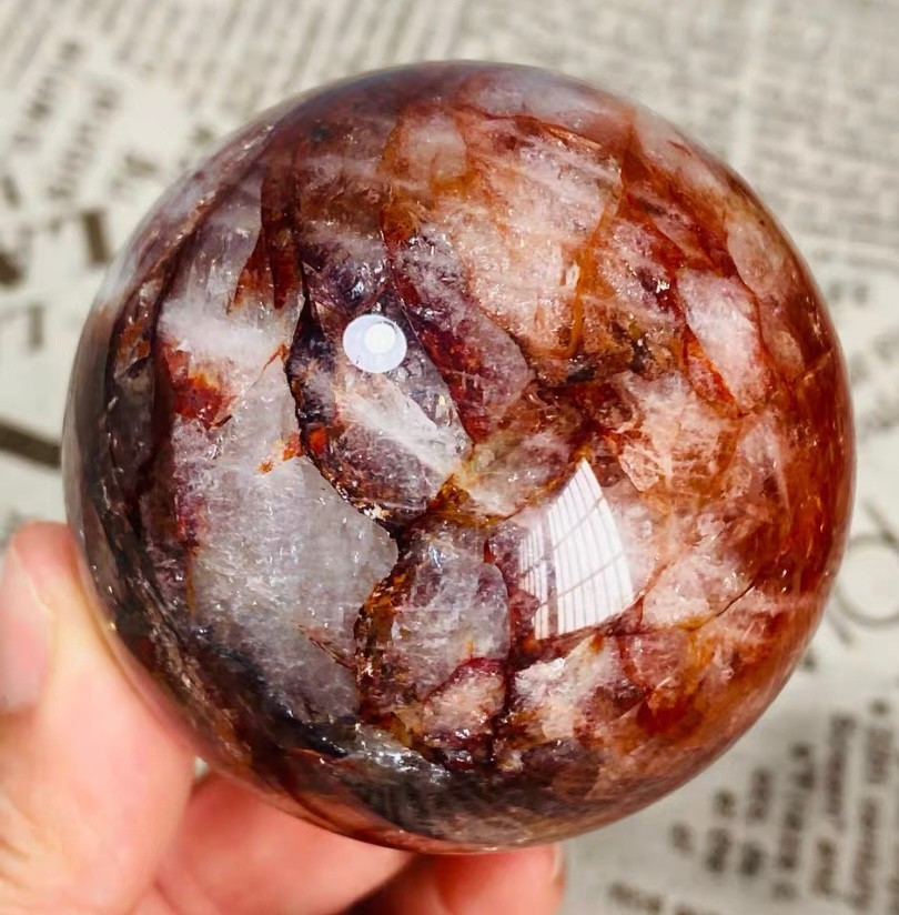 352g Natural Red Gum Flower Ball Crystal Sphere Specimen Energy Healing Reiki