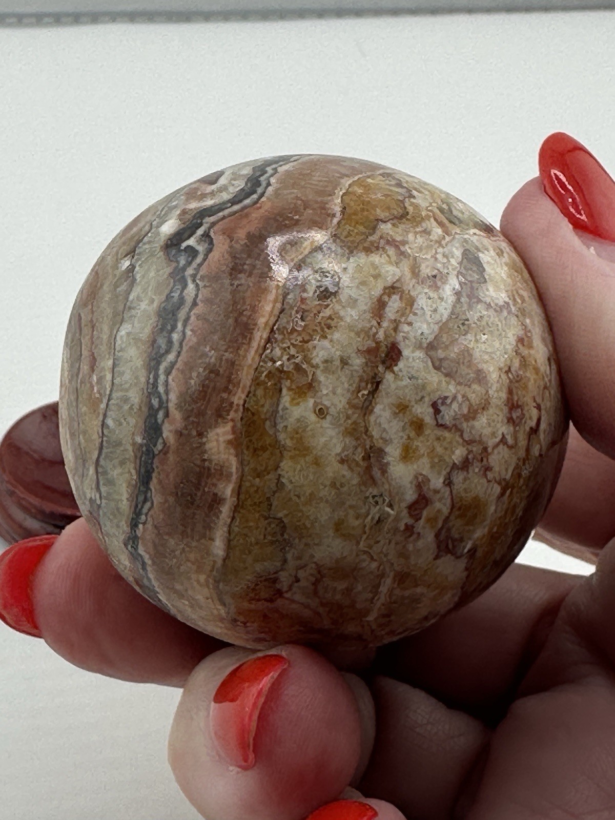Stunning Banded Agate Onyx Egg Crystal Formations W/ Stand 2.5″ Cream Browns