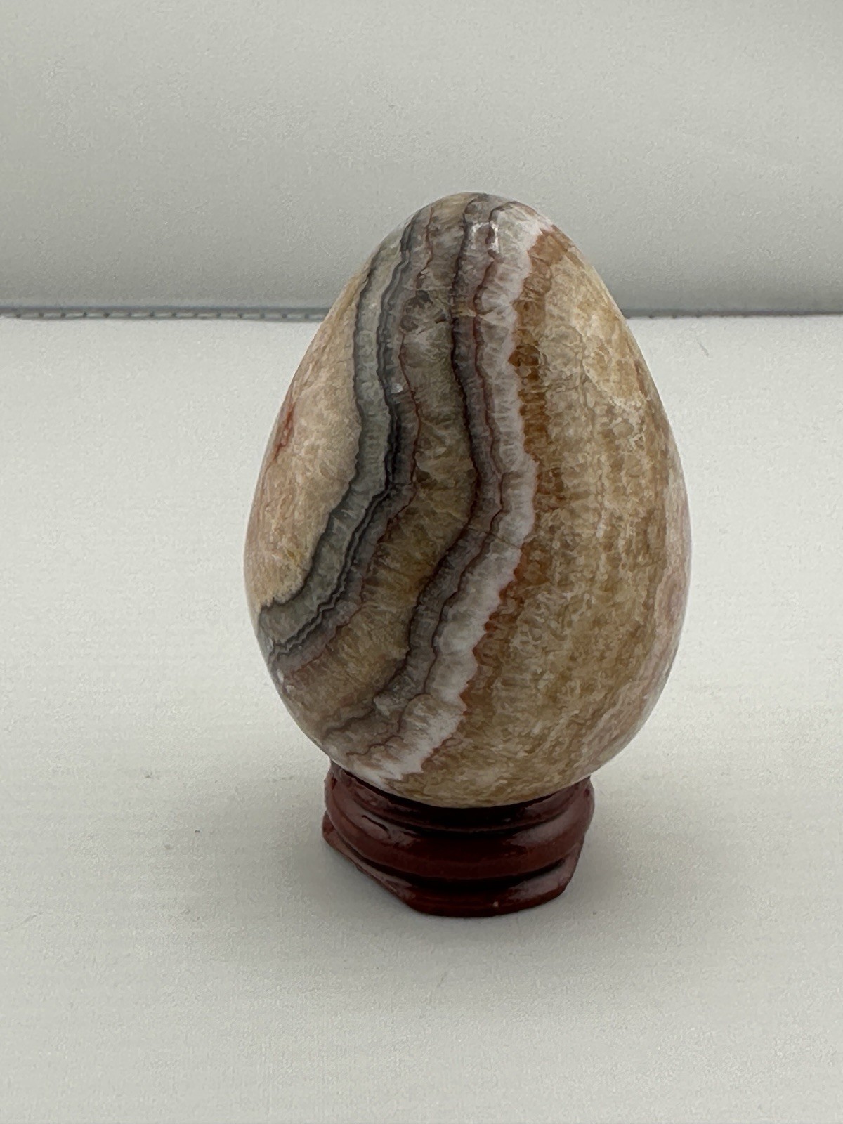 Stunning Banded Agate Onyx Egg Crystal Formations W/ Stand 2.5″ Cream Browns