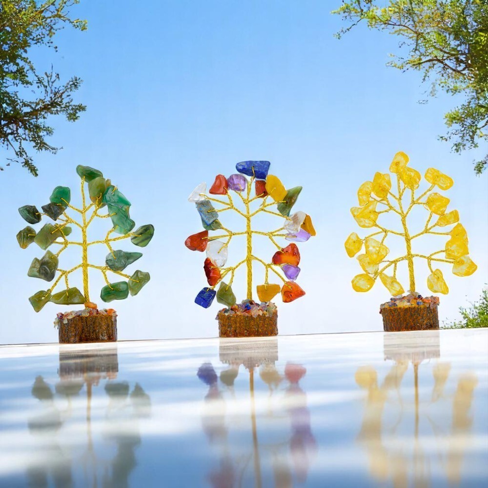 Chakra Healing Crystal Tree Set of 12, Thoughtful Gifts for Women, Office Decor