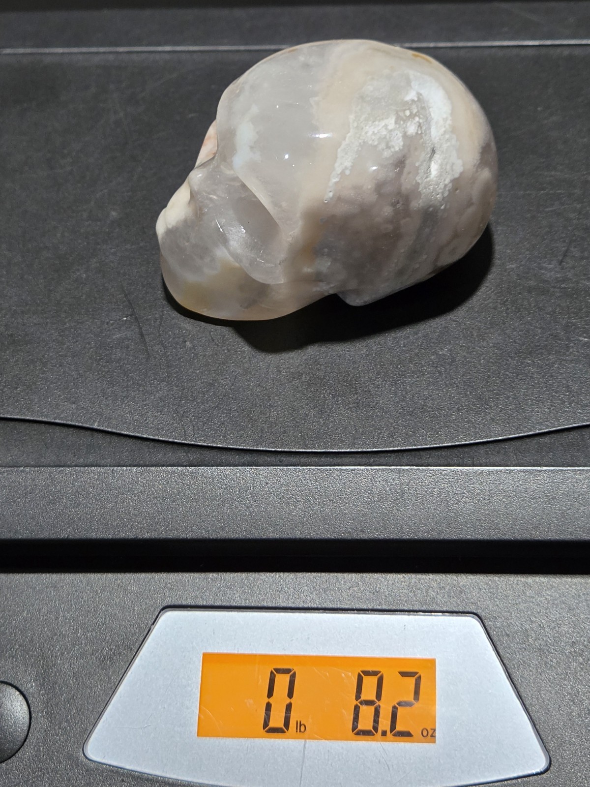 Crystal Flower Agate Skull Carving