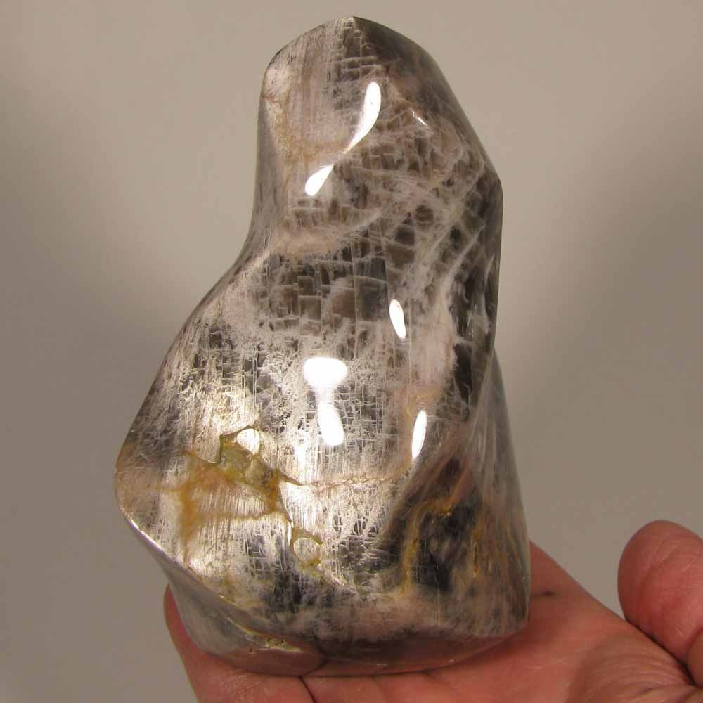 4.7″ BLACK MOONSTONE Flame Gemstone Polished Freeform – Madagascar – 1.8 lbs.