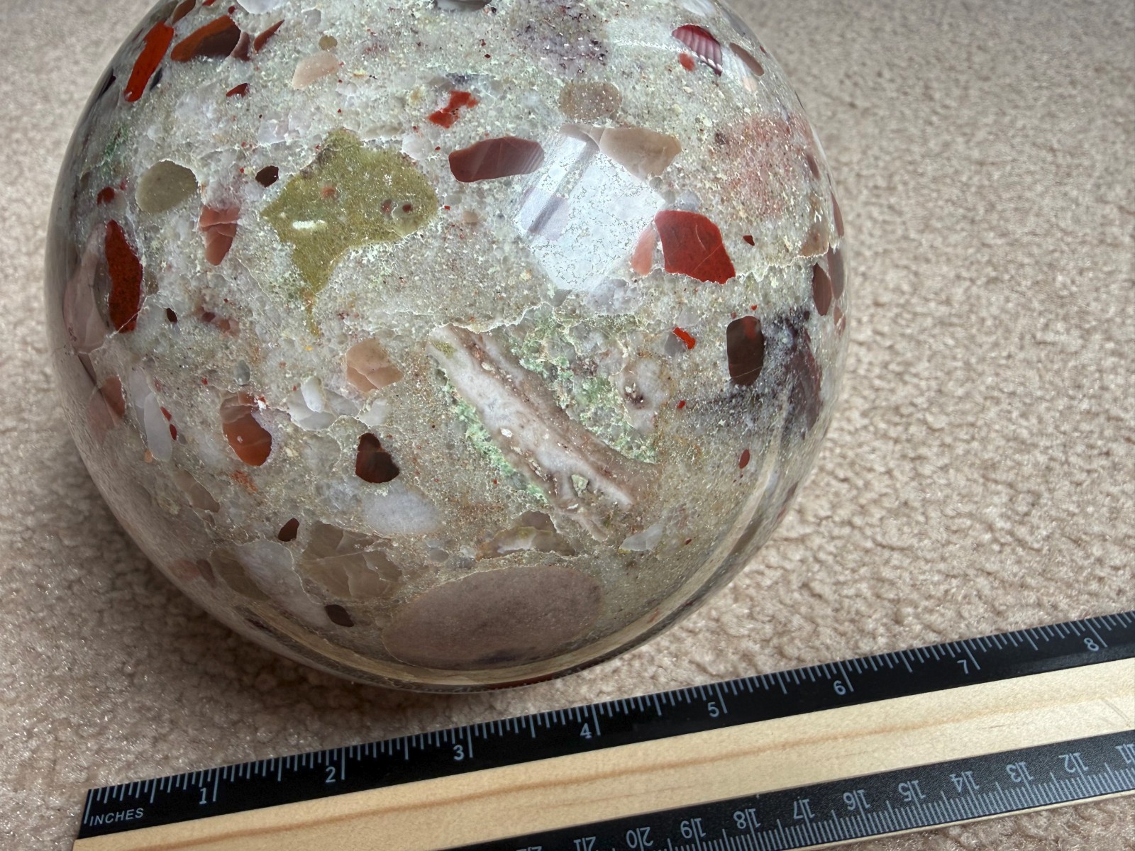 8.75lb Michigan Puddingstone Pudding Stone 5 1/2″ custom made beautiful SPHERE